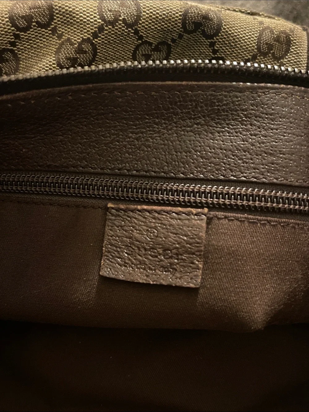 Gucci Beige/Tan GG Canvas Messenger Bag with Brown Leather Trim